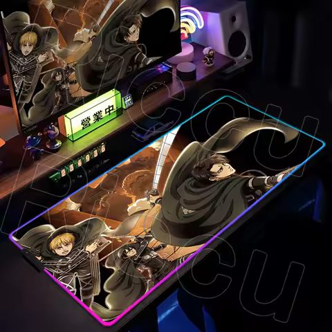 Anime RGB Mouse Pad Attack on Titan Gaming Deskmat Company Backlit Mat Keyboard Accessories Antislip Mousepad Gamer LED Mausepad