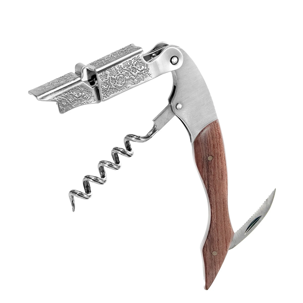 Professional Waiters Corkscrew,Wine Key with Ergonomic Wood Grip, Beer Bottle Opener, and Foil Cutter