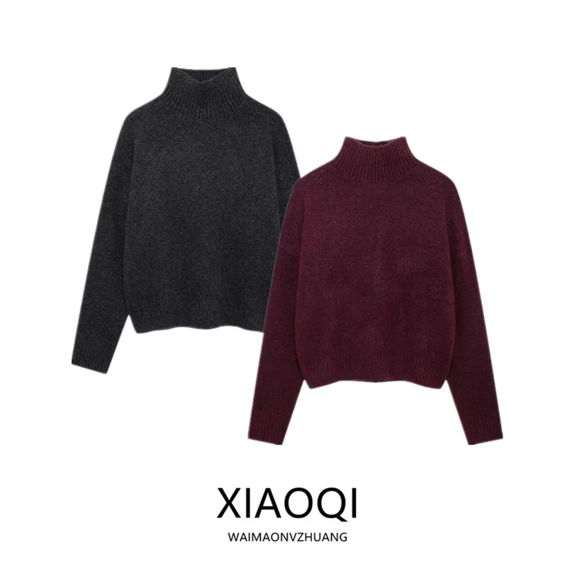 سترة محبوكة ناعمة عالية الجودة بياقة مستديرة وأكمام طويلة، تصميم أساسي جديد للنساء، أسلوب عملي لمجموعة الشتاء