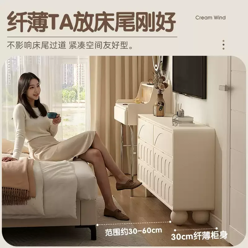 Franse Cream Air Emmer Kast Slaapkamer Locker Met Dressoir