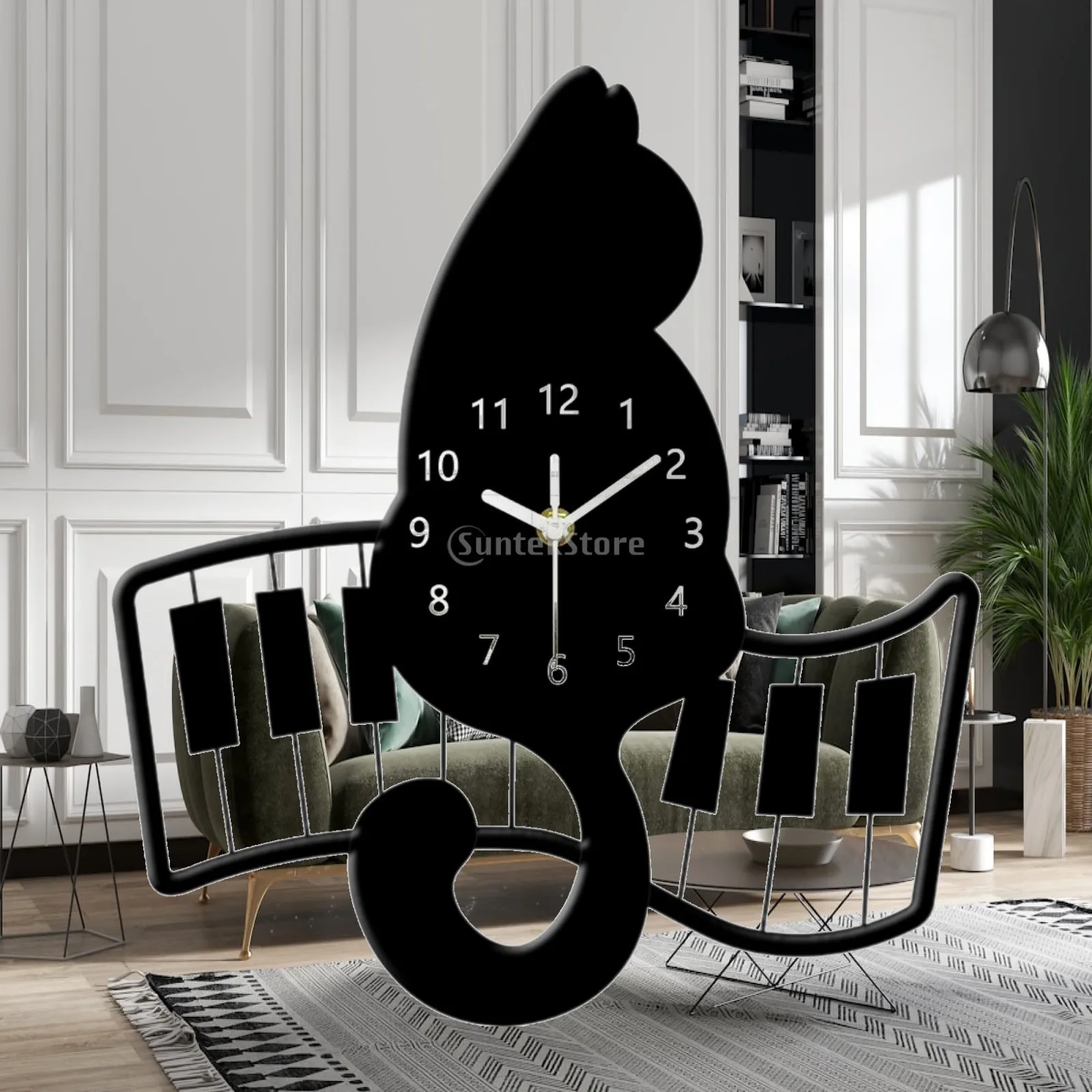 Cat Shaped Wall Clock Silent Creative Modern Birthday Gifts Multifunctional Acrylic Hanging Clock for Farmhouse Living Room