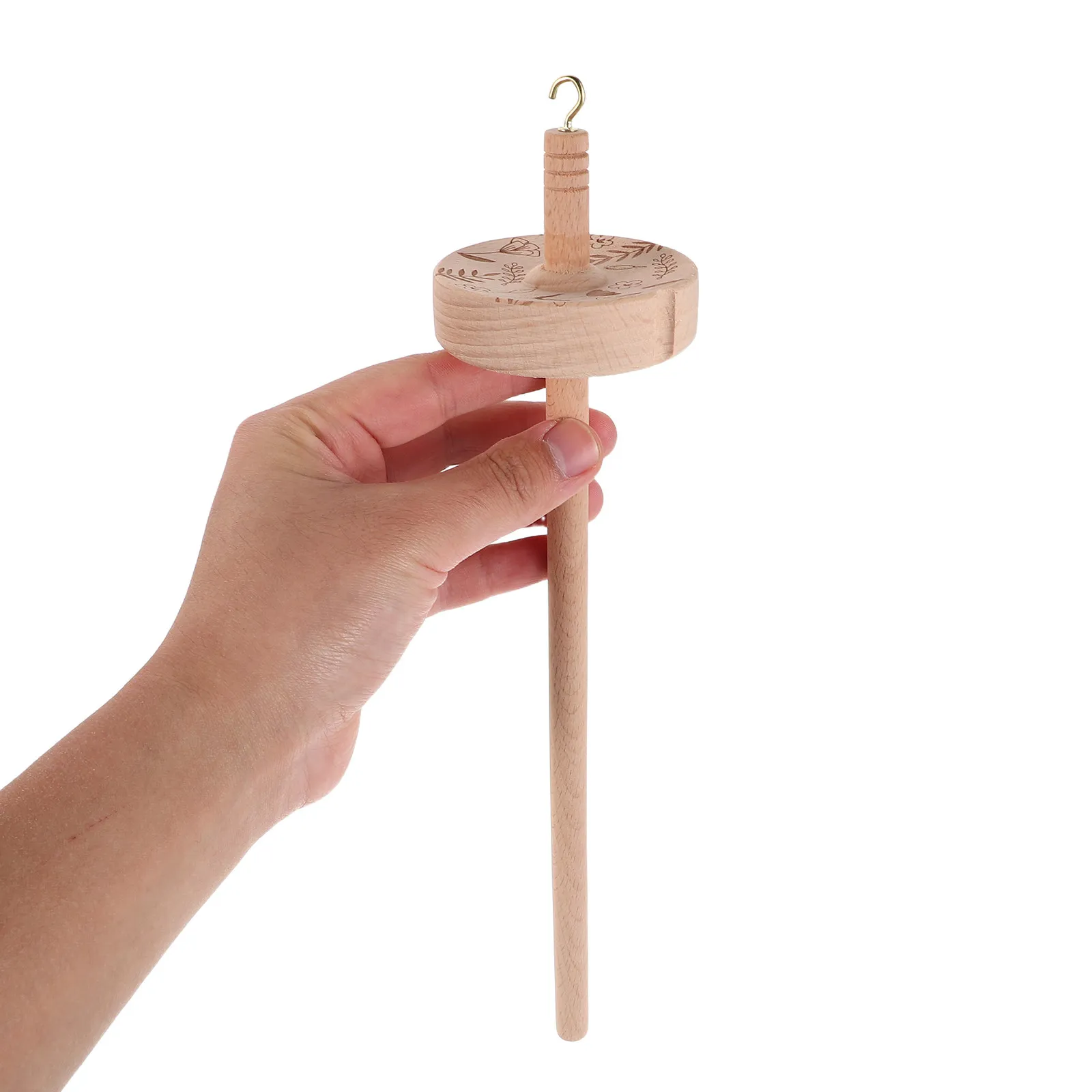 

1Set Wooden Drop Spindle Top 12.58inch Yarn Spinner Wheel Wool Spinning Hand Knitting Tool Embroidery Thread Holder Weaving