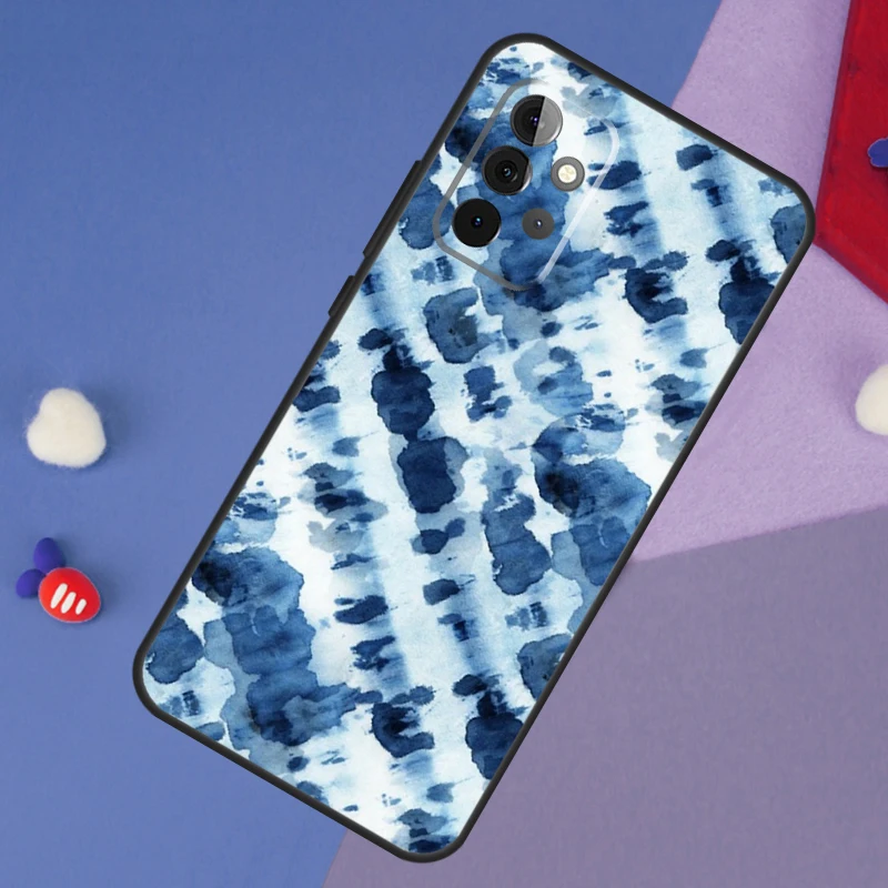 Shibori indigo Tie Dye Case For Samsung Galaxy A52 A32 A22 A12 A13 A33 A53 A73 A50 A52S A51 A71 A14 A34 A54 Coque