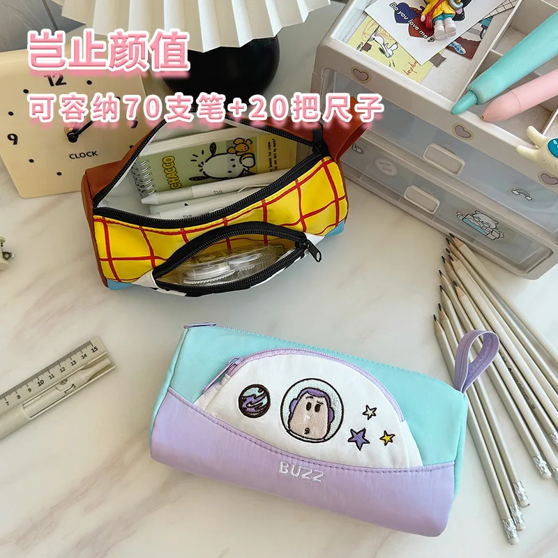 Disney Cosmetics Bag Kawaii Lotso Toy Story Buzz Lightyear Cartoon Student High-Capacity Pencil Case Cosmetics Storage Bag Toys