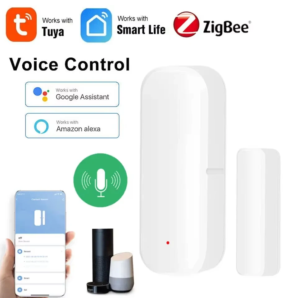 Zigbee 3.0 Door Window Sensor Security Magnetic Contact Detector APP Remote Alarm for Alexa Google Home Hub Required