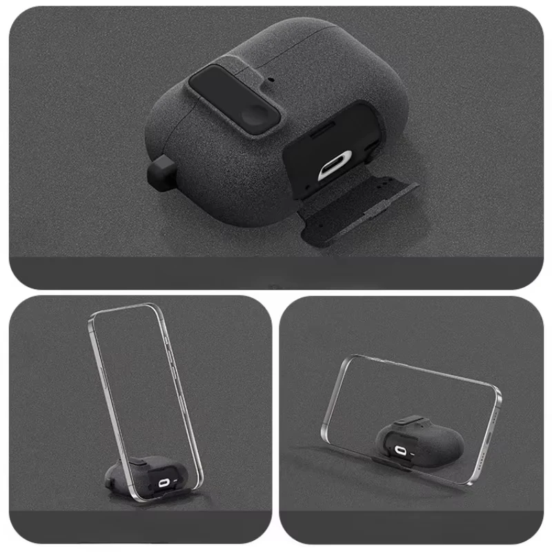 2026 New For AirPods Pro 3 Phone Stand Case Cover Magnetic Auto Lock TPU Shockproof Protector Case with Lanyard for AirPods Pro3