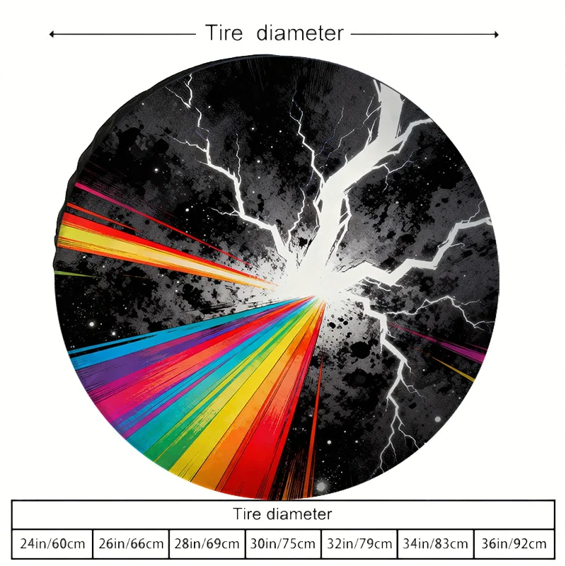 Dynamic Lightning Effect Pattern Polyester Fiber Car Tire Cover, Creative Star-Textured Spare Tire Protector, Fits All Vehicle M