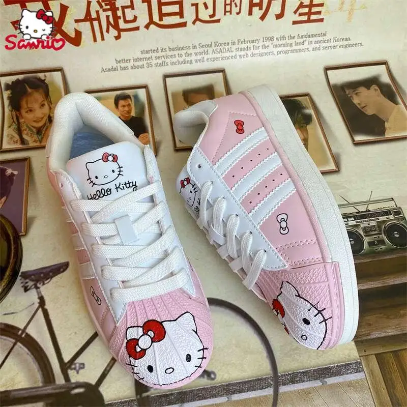 Kawaii Sanrio Anime Cotton Sneakers Cute Hello Kitty Cartoon Fashion Good-Looking Leisure Versatile Skate Shoes Gifts for Girls