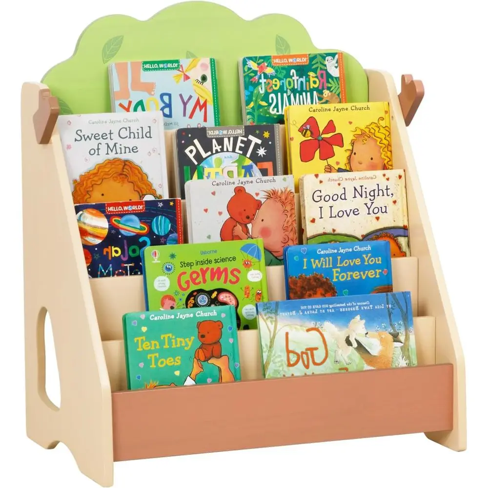 

Montori Bookshel or Kids, Premium Pine Baby Bookshel, ront acing Toddler Bookcase or Nursery, Playroom, Classroom