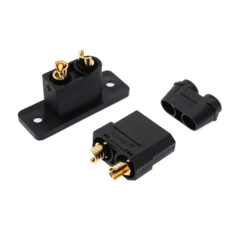 Conector de bateria banhado a ouro, Amass-XT90E-M, XT90E macho plug, conector montável, soquete preto ou XT90H-M, carga