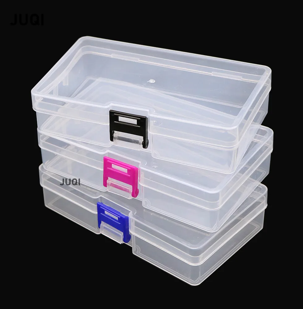 Caja de plástico transparente para almacenamiento de joyas, contenedor vacío para cuentas, pendientes, estuche rectangular, 146x85x35mm