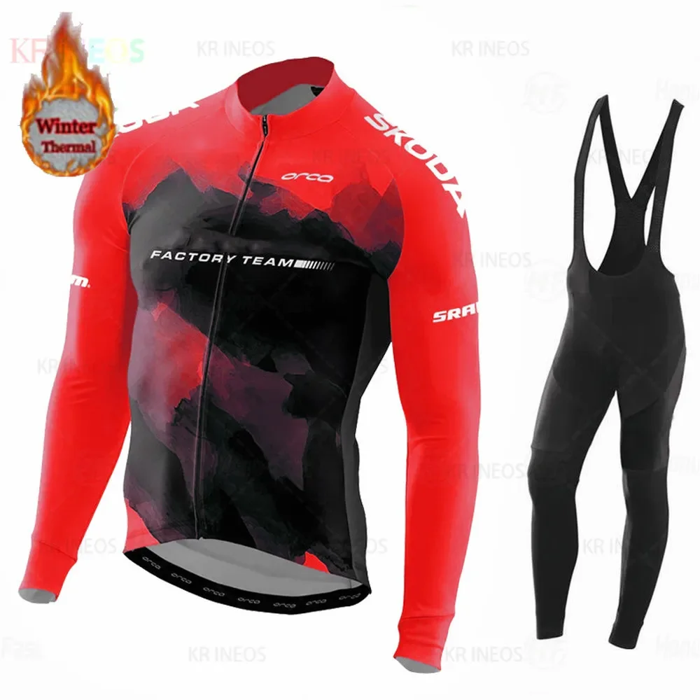 

Red Winter Warm Thermal Fleece Set Cycling Clothes Men's Bicycle Jersey Sport Riding MTB Bike Clothing Maillot Ciclismo Hombre