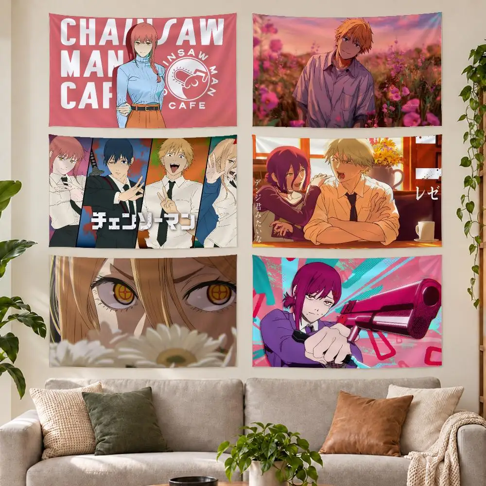 Famous Cartoon C-chainsaw Man Tapestry Outdoor Parties Bedrooms Living Rooms Dorm Rooms Wall Decor Banners Gifts