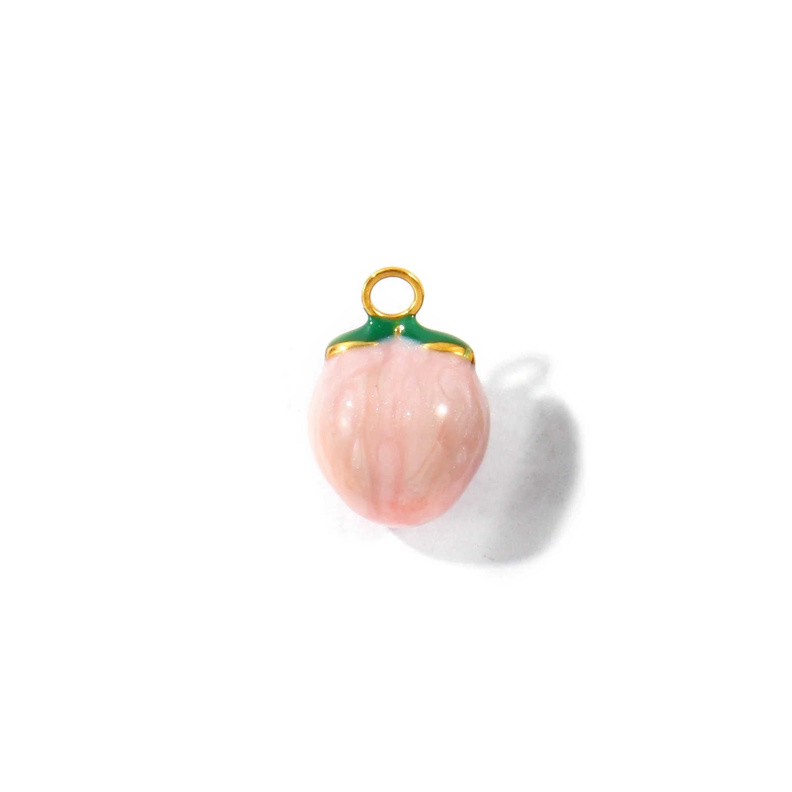 1 Stück 3D Emaille-Anhänger Ananas-Pfirsich-Blume 304 Edelstahl 18K vergoldeter Anhänger DIY Schmuck Halskette Herstellung Großhandel – Detail 1