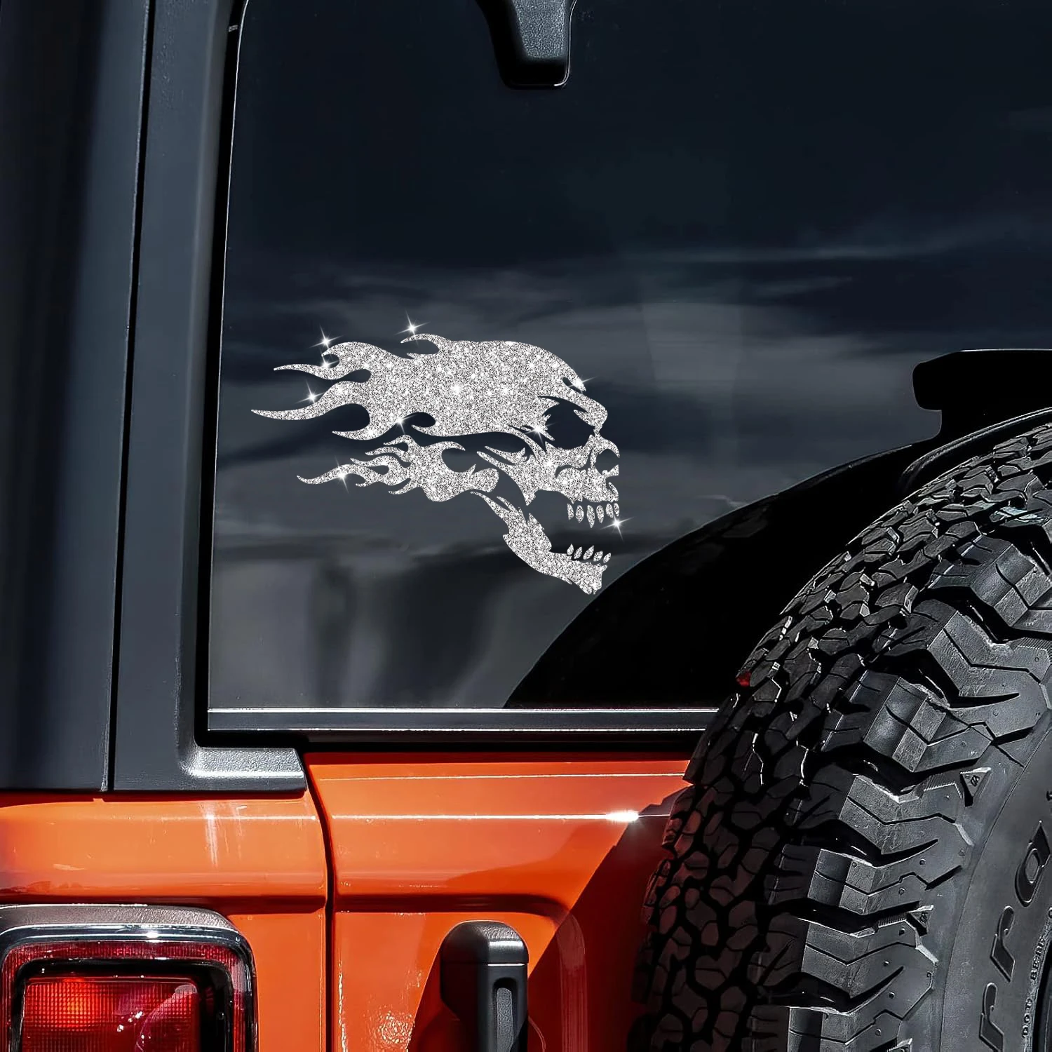 Flash Silver Stickers Skull Head Car Decals Car Stickers