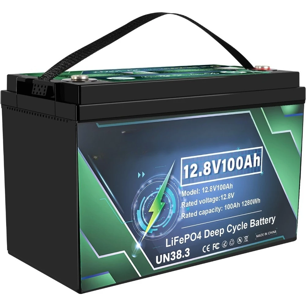

12.8V 100Ah LiFePO4 Lithium Battery 12V LiFePO4 Batteries 100A Smart BMS 1280W Power 4000+ Deep Cycle 100Ah Iron Phosphate Lithi
