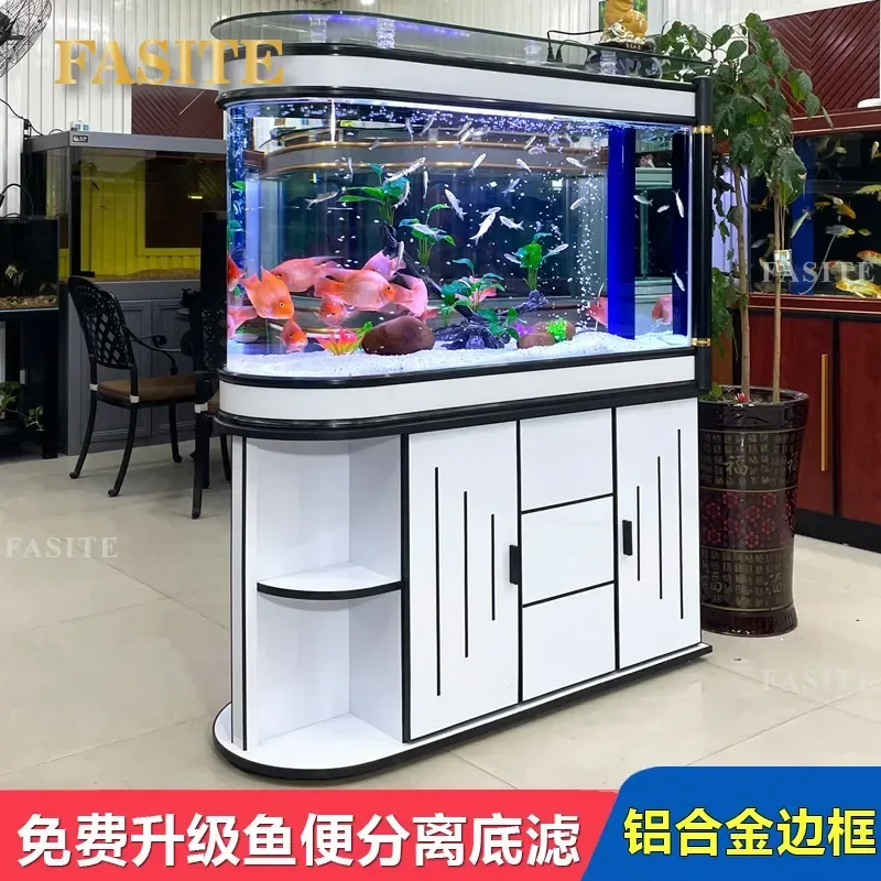 For Large Glass Aquarium Floor to Ceiling Screen Partition Living Room Bottom Filter Ecological Fish Tank Home Decor