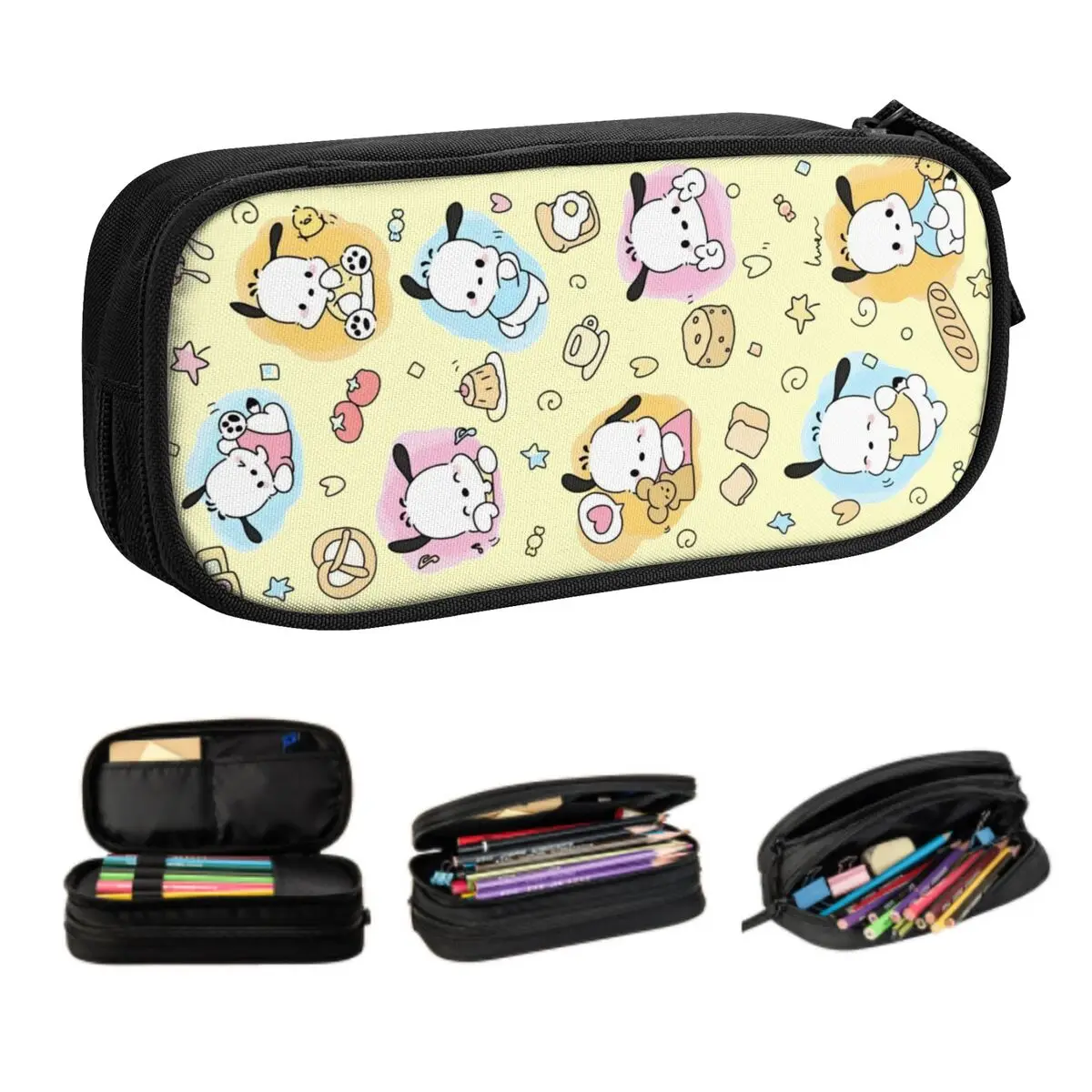 Estuche de lápices personalizado de dibujos animados Kawaii Sanrio Pochacco para niños y niñas, caja de bolígrafos de gran capacidad de Anime Kawaii, suministros escolares
