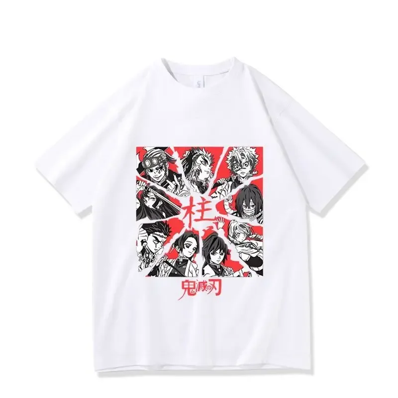 Camiseta con estampado de Demon Slayer de Anime Rengoku Kyoujurou, camiseta para mujeres y hombres, Camiseta gráfica de algodón Tanjirou Kamado, Camiseta de Manga