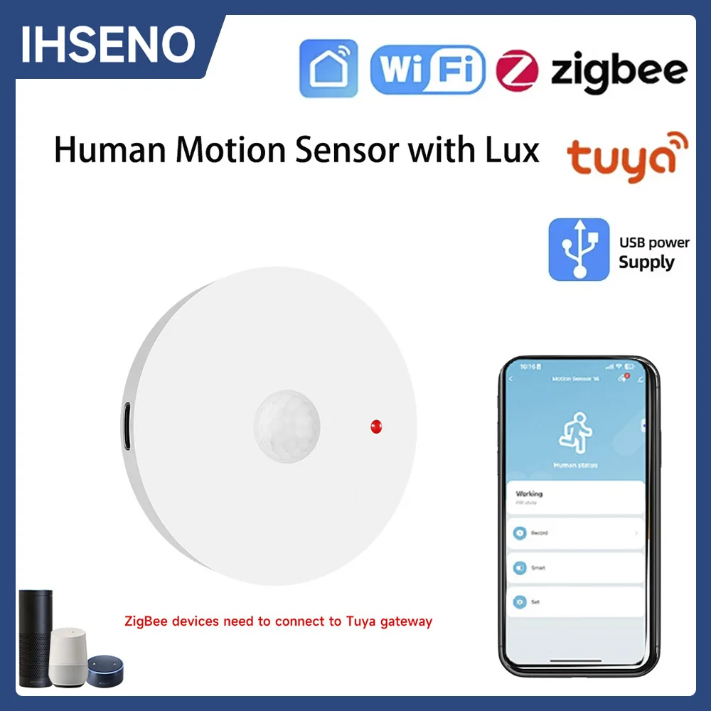 Tuya WiFi Zigbee PIR Motion Sensor Smart Home Human Body Infrared Detector Security Smart Life Works With Alexa Google Home