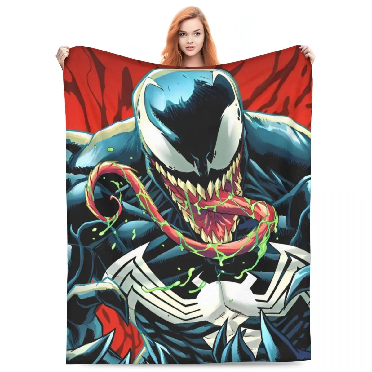 Spider Venom Symbiote Antihero Spiderman Coral Fleece Plush Throw Blankets Blankets for Bedding Couch Lightweight Thin Bedspread