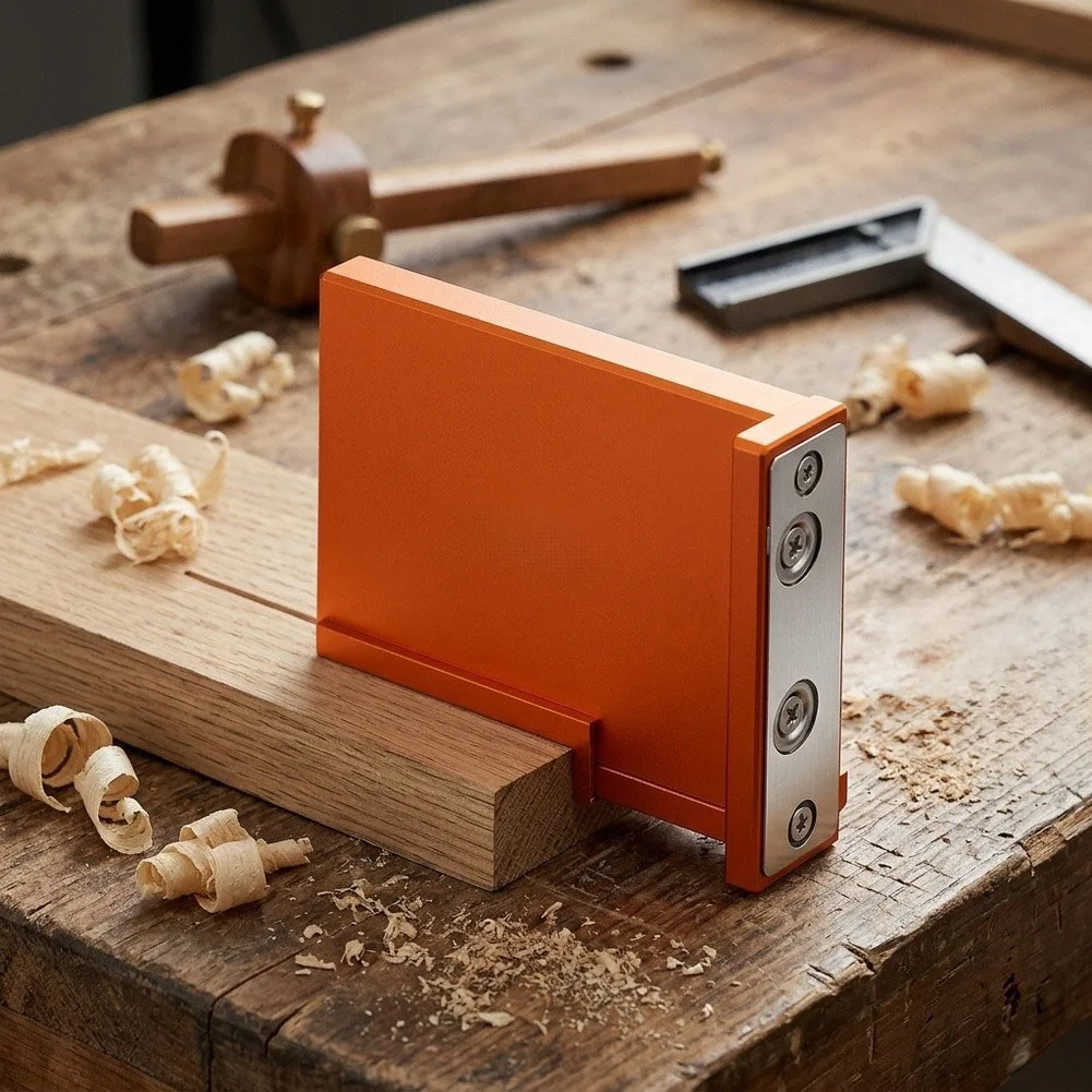 Aluminum 90 Degree Positioning Guide with Dual Magnets for Reliable Right Angle Saw Cuts in Various Wood Types