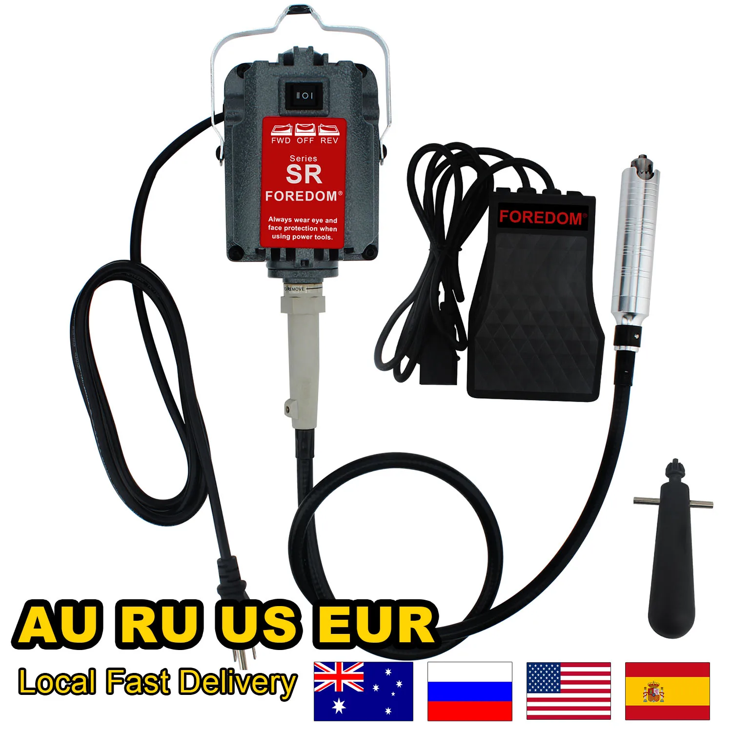 

Hanging Flex Shaft Grinder 230W Rotary Tool with Stepless Speed Foot Pedal Rotary Carver 0-180000rmp for Carving BuffingDrilling