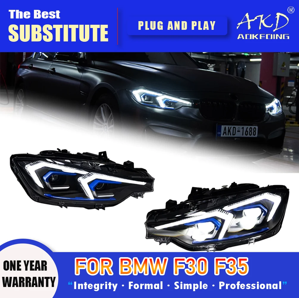 

AKD Head Lamp for BMW F30 F35 LED Headlight 2013-2019 Headlights 320i 325i DRL Turn Signal High Beam Angel Eye Projector Lens