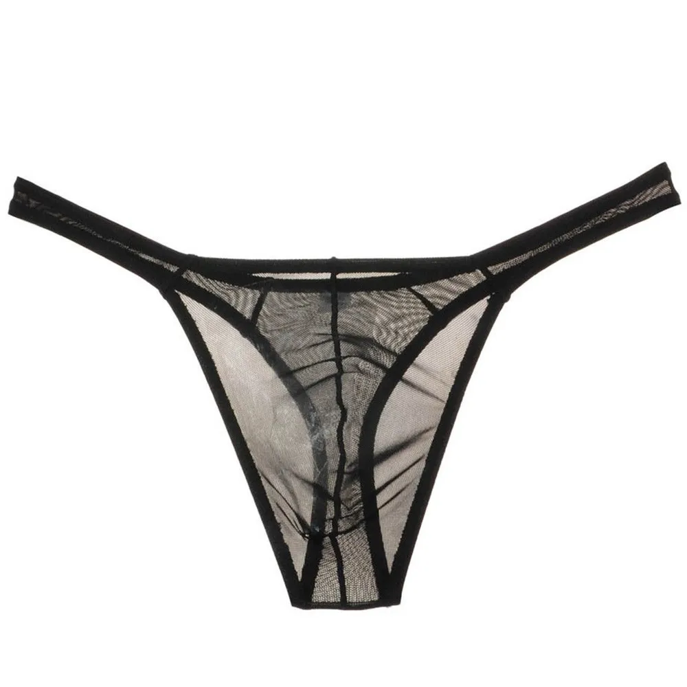 Sexy mannen Ultradunne Ademende Strings Thongs Ondergoed See Through Mesh Ardennen Pouch Slips Lage Taille Man Slipje