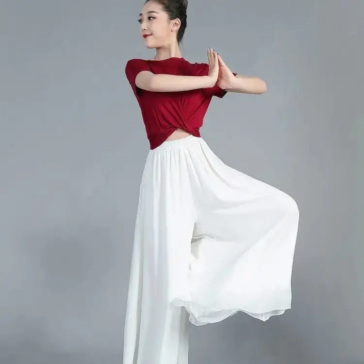 

Women's Loose Wide Leg Pants Inner Shelf Ice Cool Long Pants Draping Summer Hanfu Underwear Anti Exposure Silk Skirt Q102