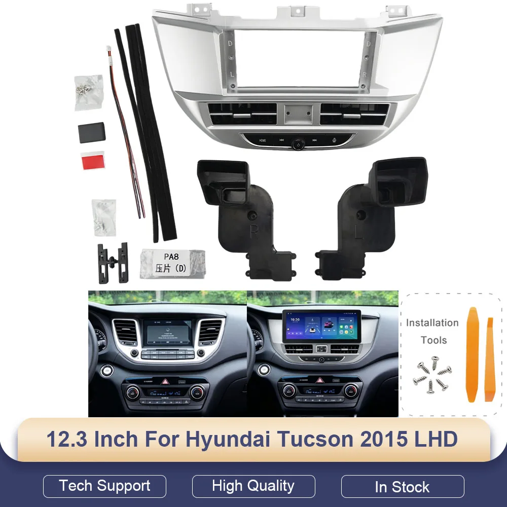 12.3 Inch Stereo Installation Trim Kit For Hyundai Tucson 2015 LHD Car Radio Dashboard Fascia Panel Frame