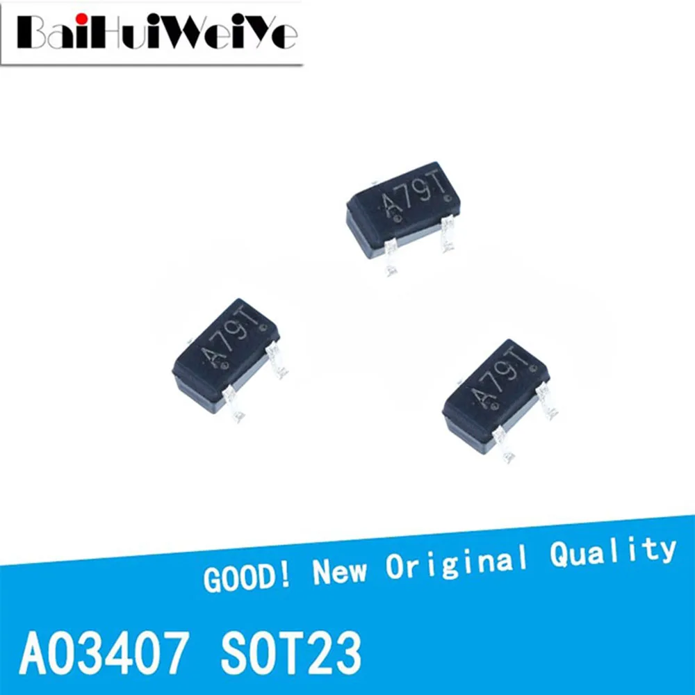 50PCS/LOT AO3407 A79T MOSFET MOSFT P-Ch -30V -3.6A 64mOhm SOT23 SOT-23 SMD New IC Chipset MOSFET MOSFT