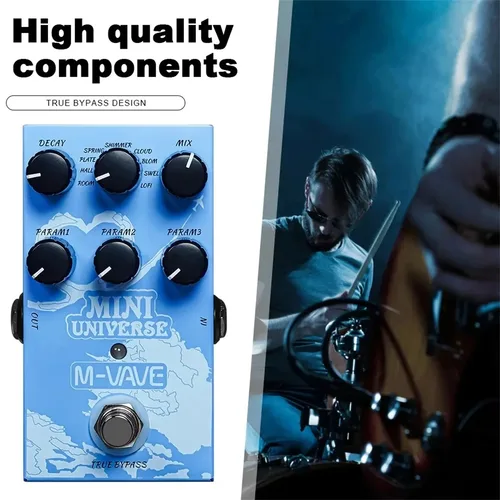 M-VAVE Mini Universo con 9 Modos y Habitación/Shimmer |   Máquina de reverberación FX Live/Studio |   Cadena de señal de guitarra/bajo optimizada