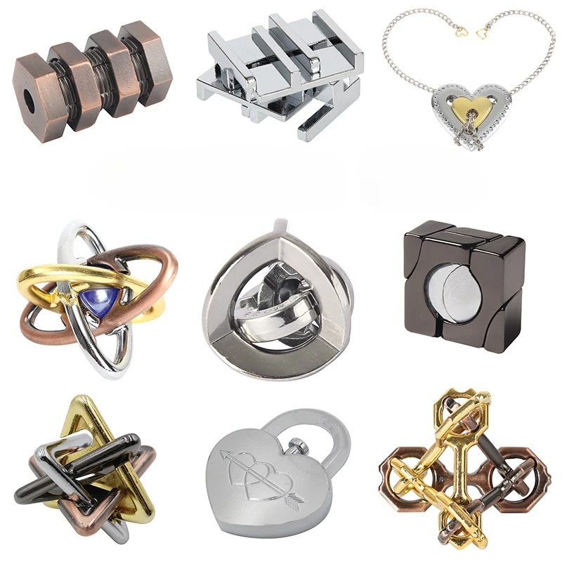 Metalowe puzzle 3D IQ Challenge zabawki dla dorosłych fajna gra Puzzle Lu ban Kong Ming lock zabawki rozwijające mózg dla dzieci