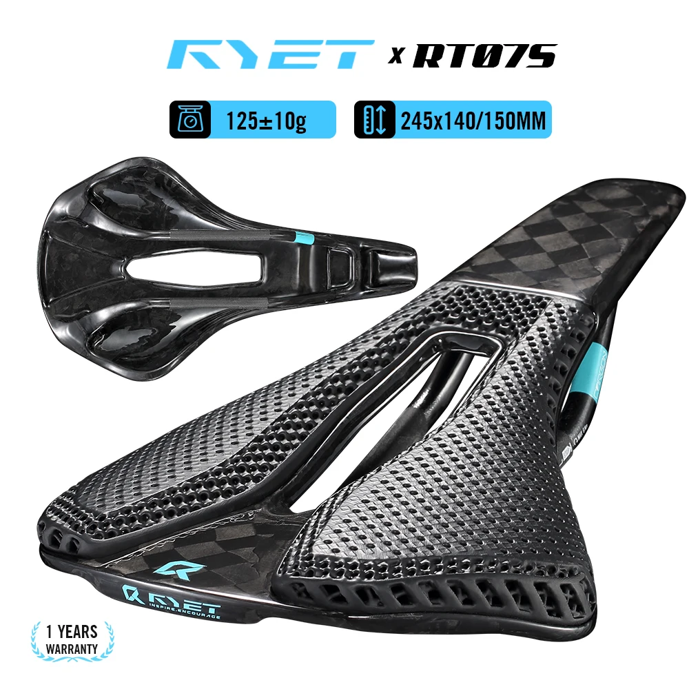 

RYET 3D Printed Bicycle Saddle 245x140/150mm EVA Padding 7x9mm Oval Rail MTB Gravel Road Carbon Racing Cushion For XC Enduro