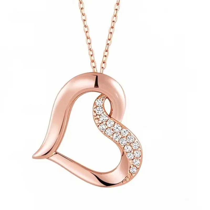 

Rose Gold Woman Necklace 925 Sterling Silver Heart Necklace Simple and Stylish Zircon Pendant Fine Jewelry Necklaces Customized