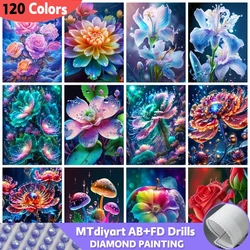 120 Colors AB Fairy Dust Rose Lotus Diamond Art Painting Full Square Round Diamond Mosaic Embroidery Flower Fantasy Home Decor