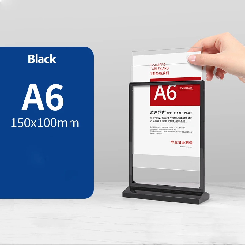 A4/A5/A6 Acrylic T-Shaped Table Sign Holder Display Card Stand Menu Holder Advertising Sign Double-Sided Table Card Restaurants