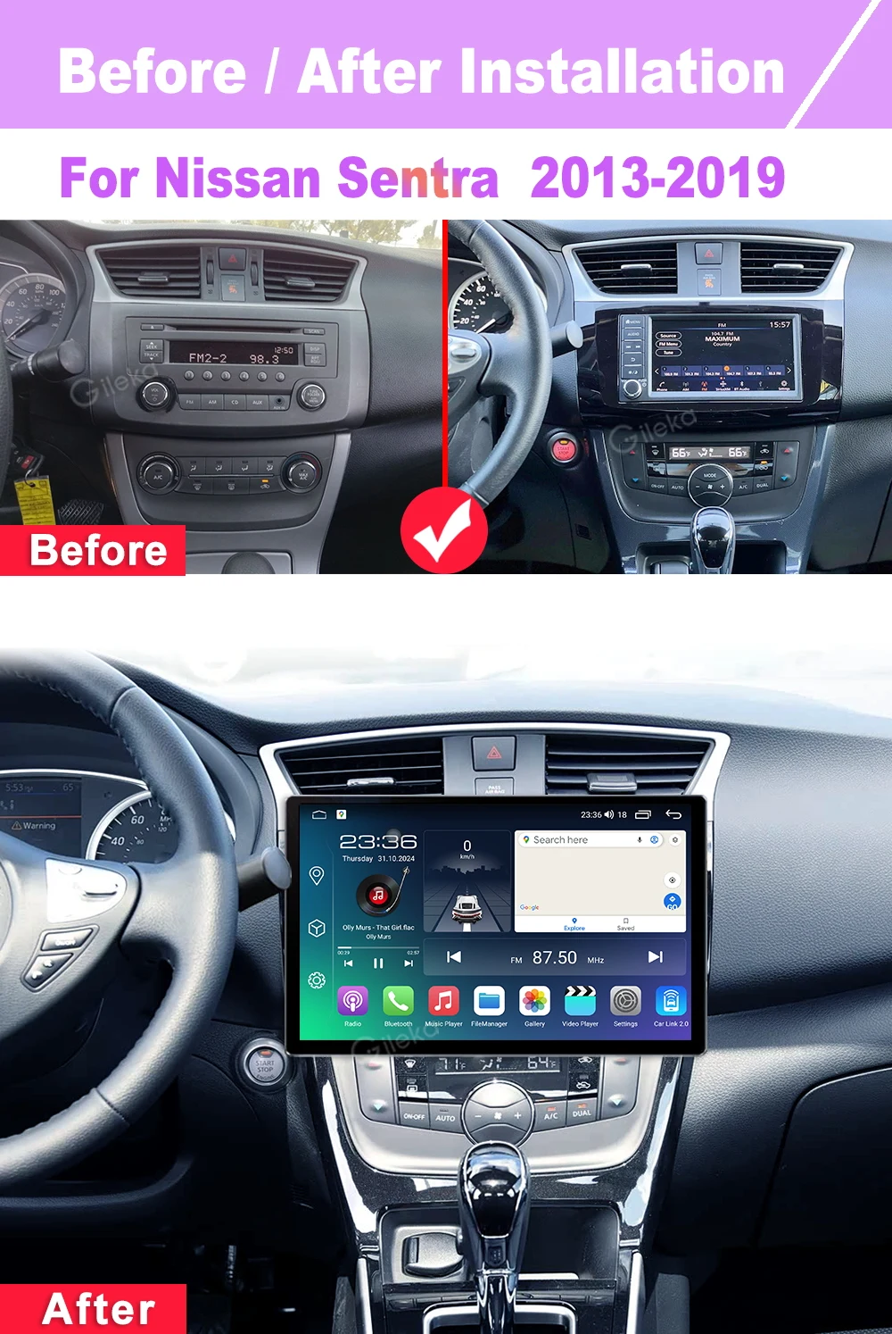 12.5 inch 2K Screen For Nissan Sentra 2013-2019 Car Radio Android Radio Carplay Android Auto Head Unit