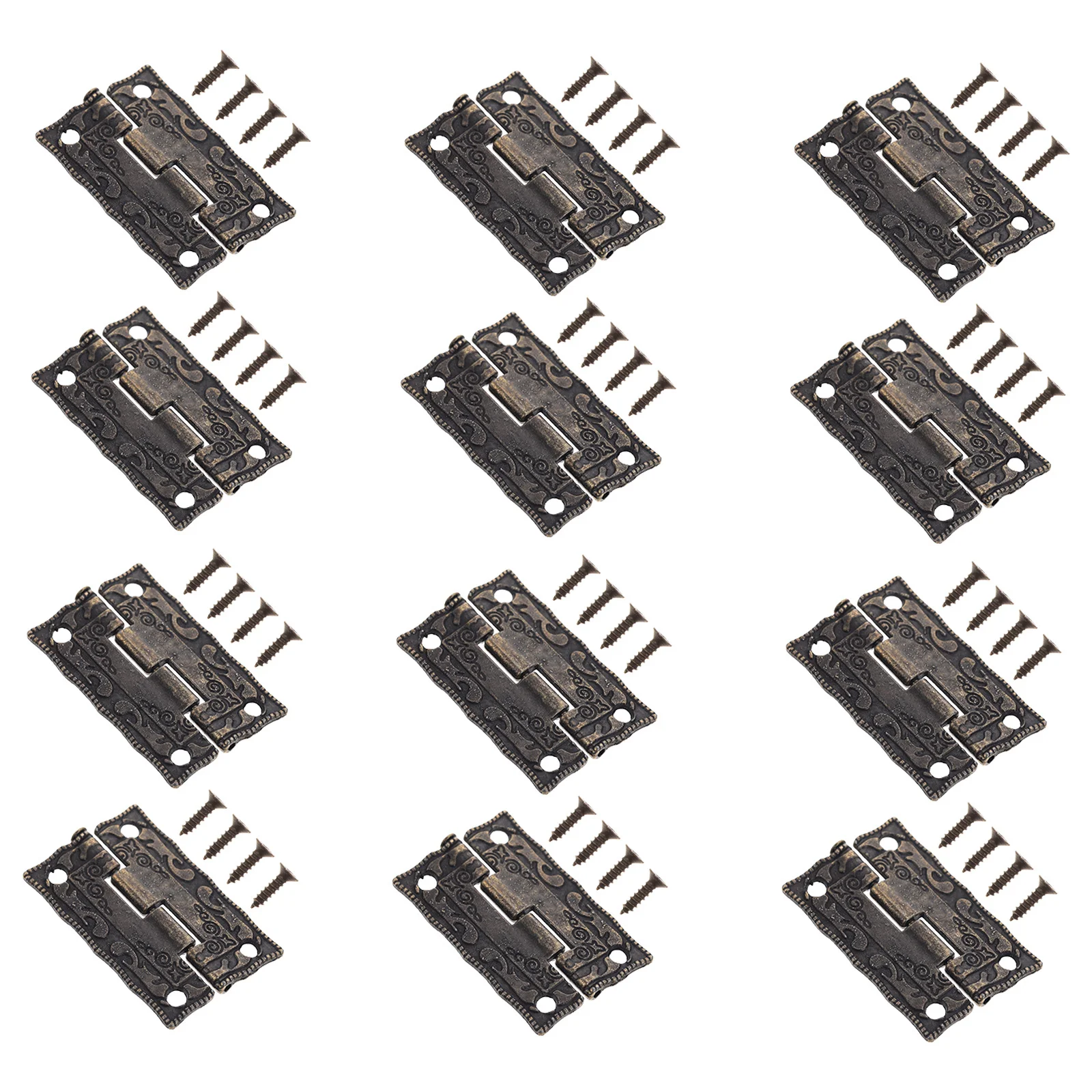 12 set di robuste cerniere in lega di zinco per scatole di legno custodie per gioielli cerniere per valigie cerniera per armadio