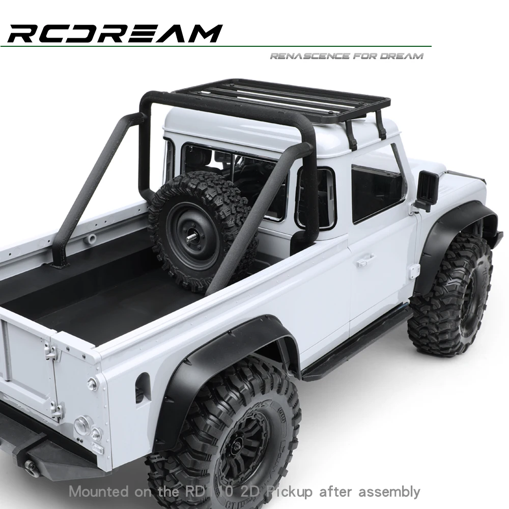 KXRC & RCDream 2-Door Pickup Truck Cremalheira de bagagem, gaiola traseira Bucket Roll para 1:10 RC Crawler Car, RD110, peças do corpo Shell