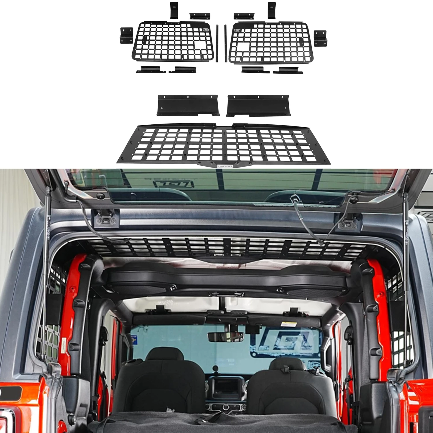 Rear Roof Shelf & Side Window Modular Storage Panels Fit for Jeep Wrangler JL 2dr Hardtop 2018-2023