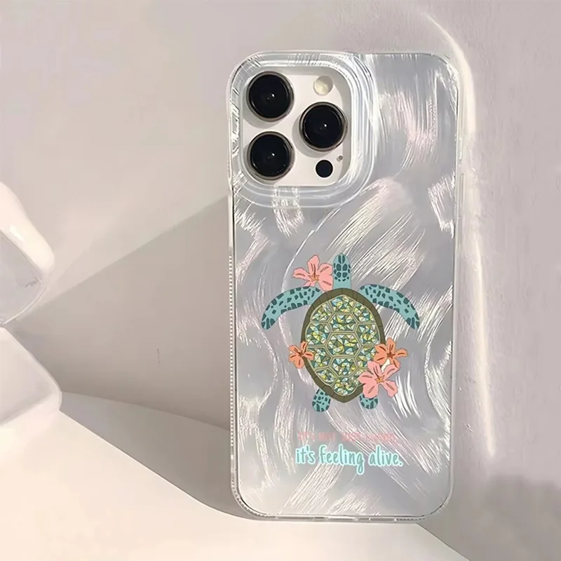 

Cute Turtle Phone Case For iPhone 16 Pro Max Case Funda iPhone 13 15 11 12 14 Pro Max Plus Cartoon Ocean Animals Cover Bumper
