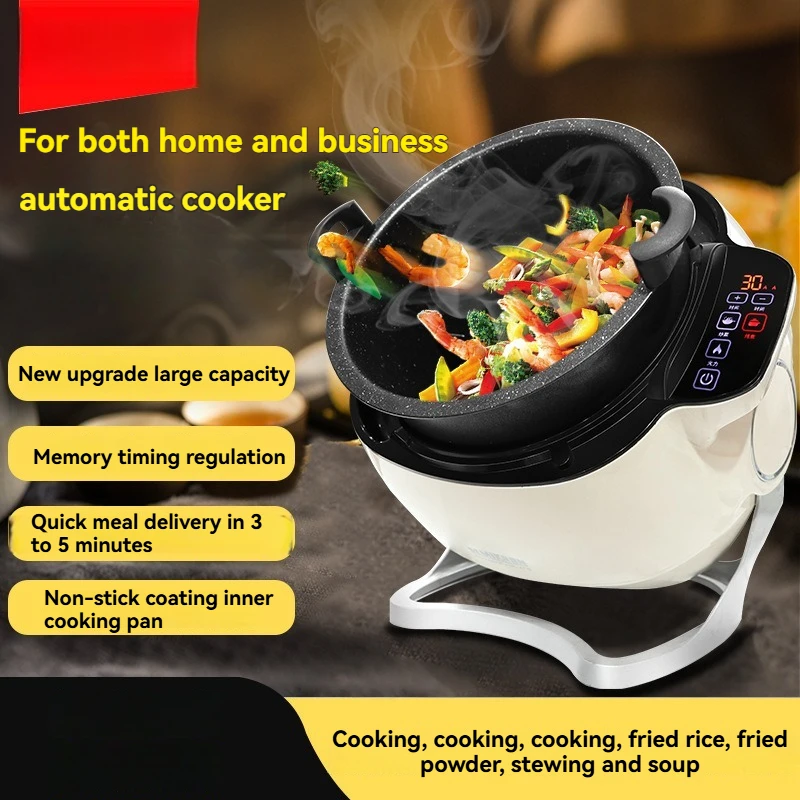 Robot de Cocina Doméstico, Máquina Inteligente Automática para Saltear con Rodillos, Uso Comercial para Arroz, Fideos y Verduras