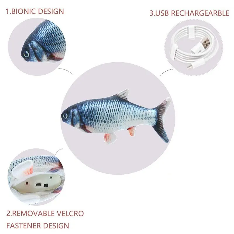 Cat Dog Toy Fish USB Charging Electric Floppy Simulation Fish Interactive Training Teeth Grinding Pet Chew Toys image 5