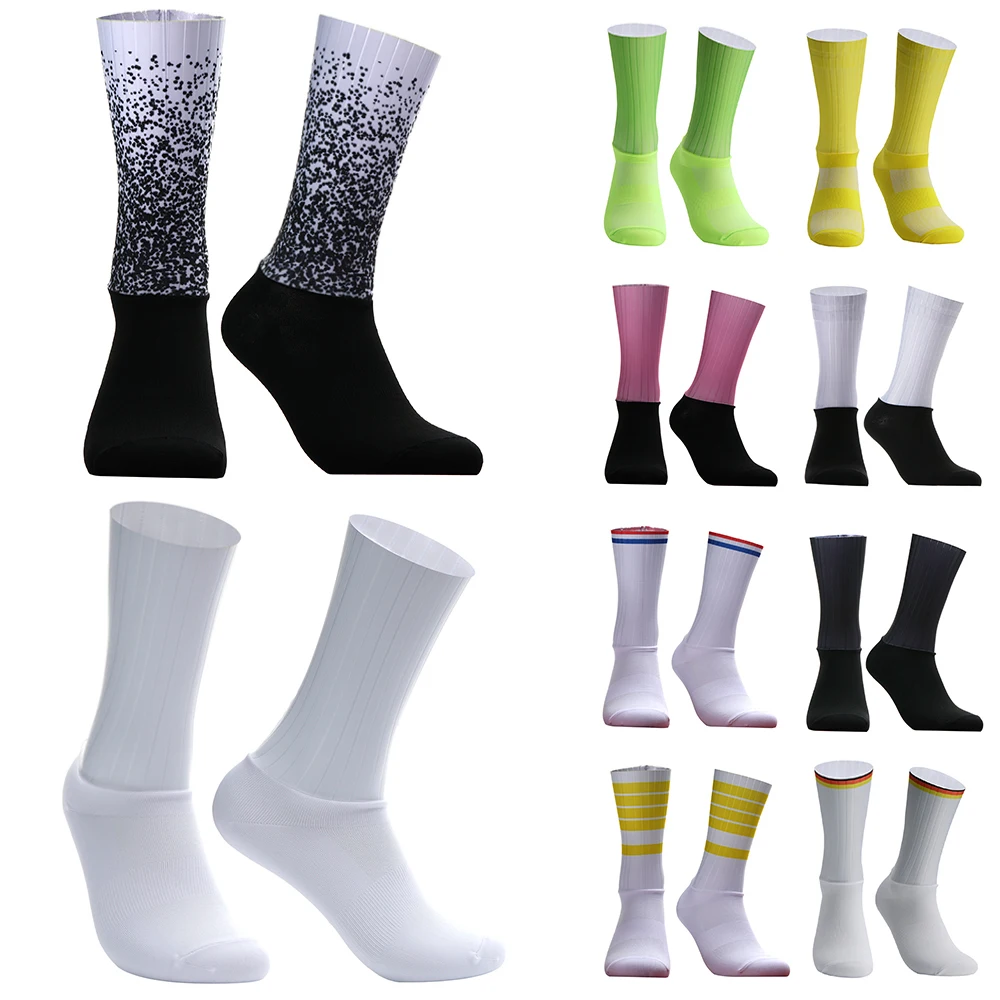 Rutschfeste Silikon-Sommer-Aero-Socken Whiteline Radsocken Herren Fahrrad Sport Laufsocken Calcetines Ciclismo