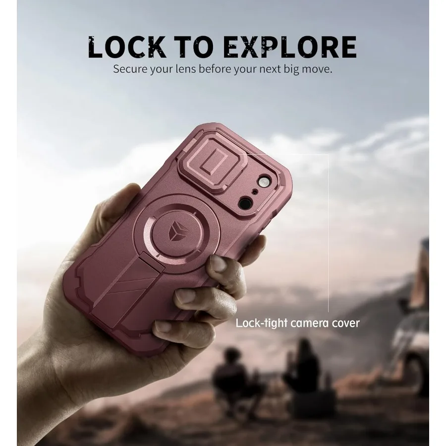 Per la custodia per iPhone 17 Pro con doppio telaio frontale e cover per fotocamera flip integrata con cavalletto incorporato