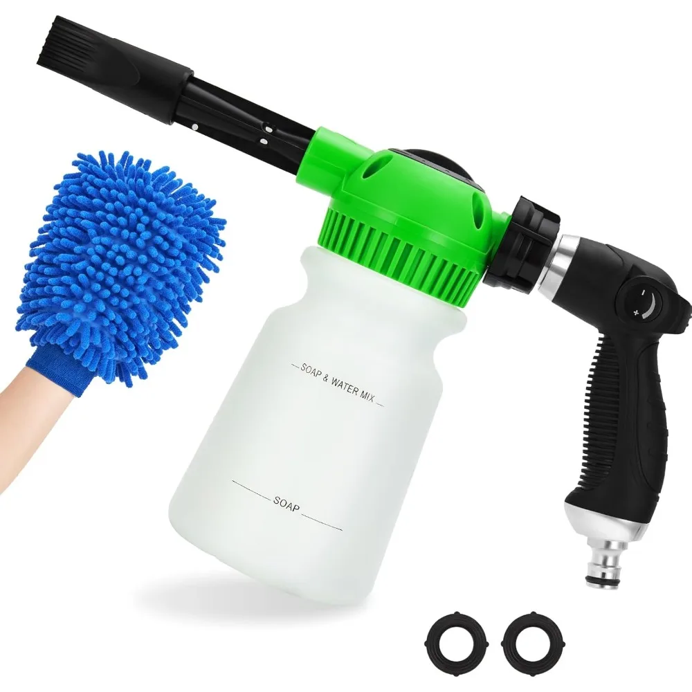 

Elechomes Car Wash Foam Gun, Car Wash Soap Sprayer with Car Washing Mitts Quick Connect to Most Garden Hose (Green)