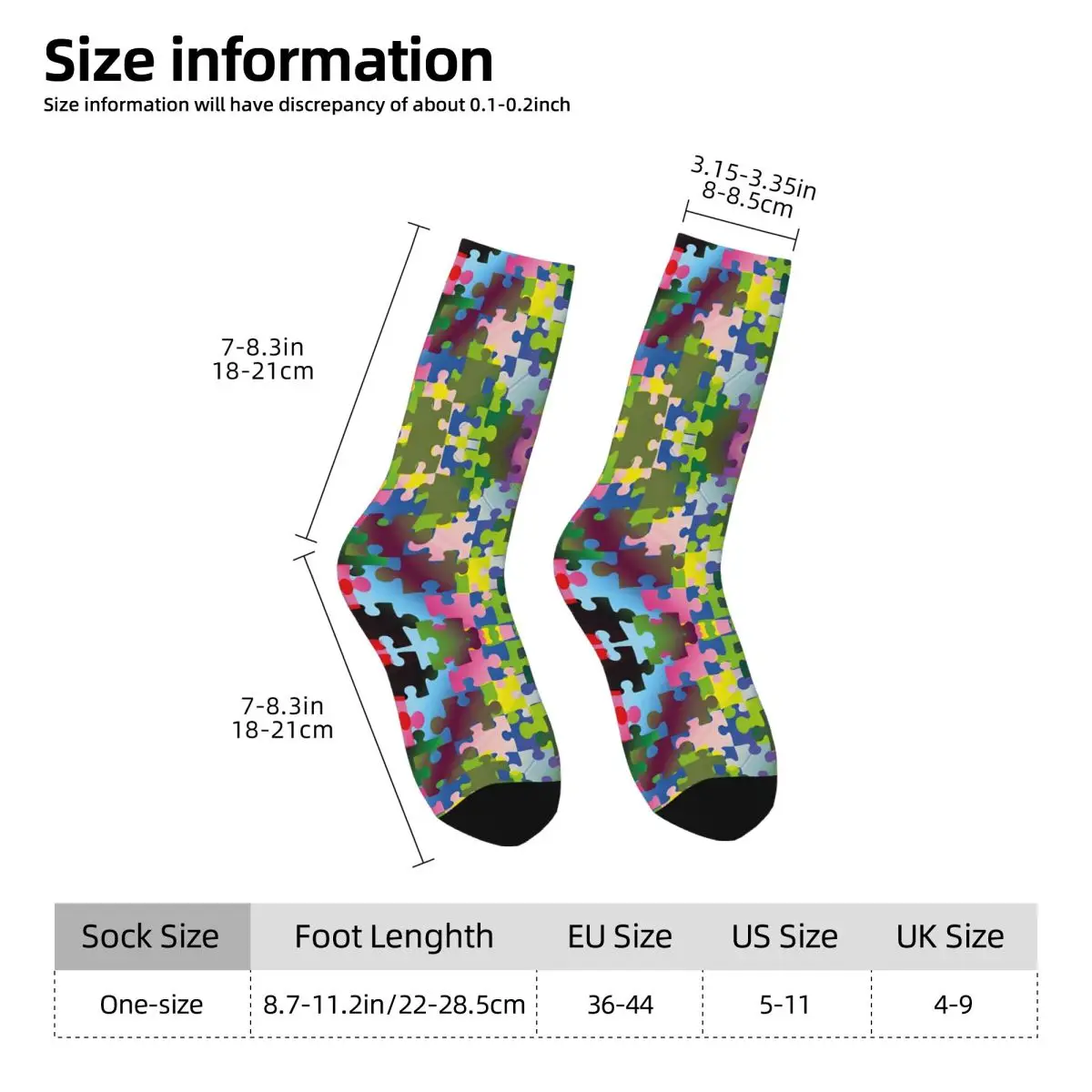 Vintage Rainbow Puzzle Pieces Background (Autism Awareness) Bath Mat Kawaii Socks Hiking Cartoon Pattern Socks