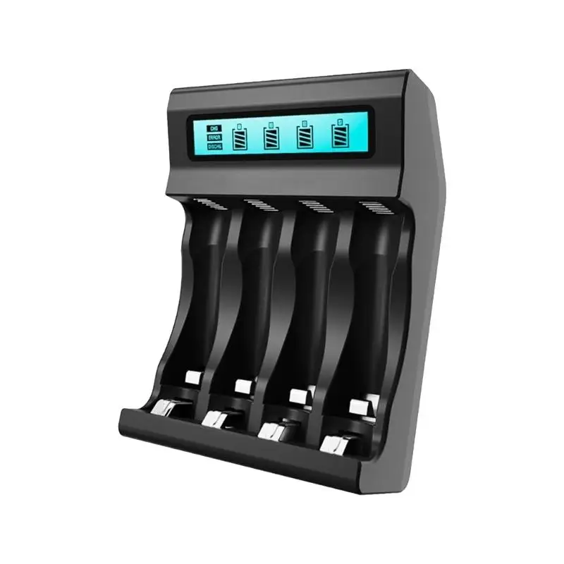31BA Fast Chargers Adapter For 2A 3A Rechargeable Batteries With Independent 4 Slots LCD Display And Safety Protections